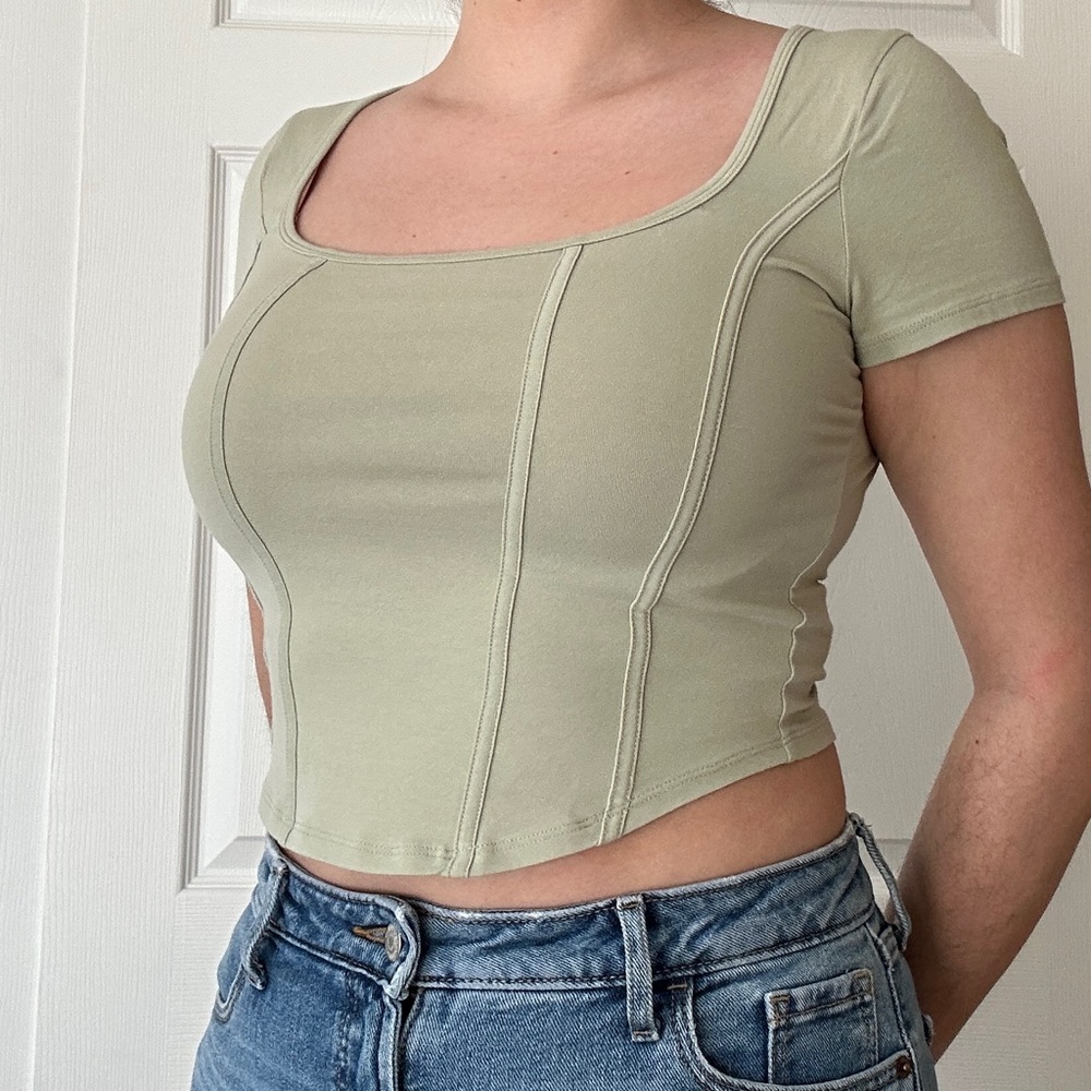 Muted light green Hollister Crop top